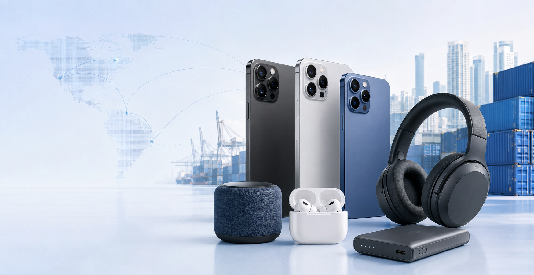 Unbranded mobile phones and consumer electronics with international logistics